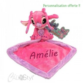 Peluche Doudou Angel Disney Simba Toys Lilo et Stitch rose carré