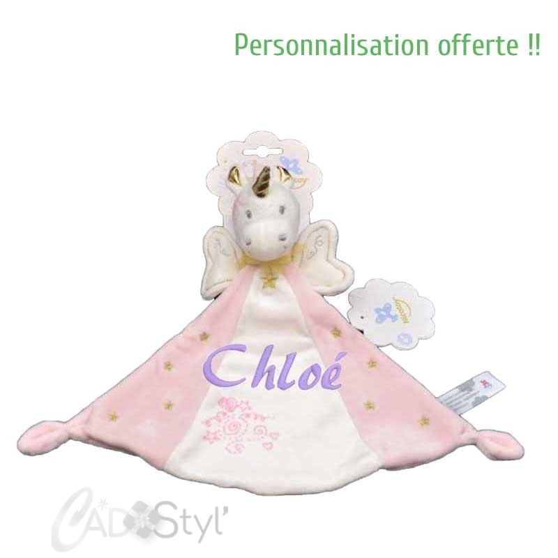 Doudou personnalisé licorne