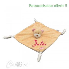 Doudou ourson vichy Baby Nat' personnalisable