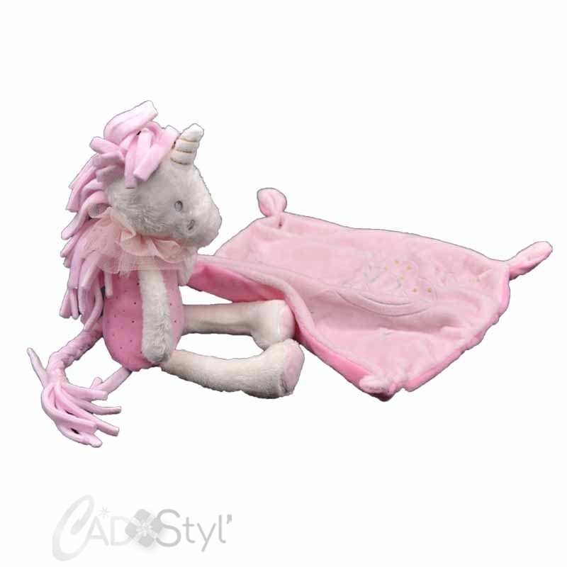 DOUDOU LICORNE ROSE : Mélanie création broderie personnalisée