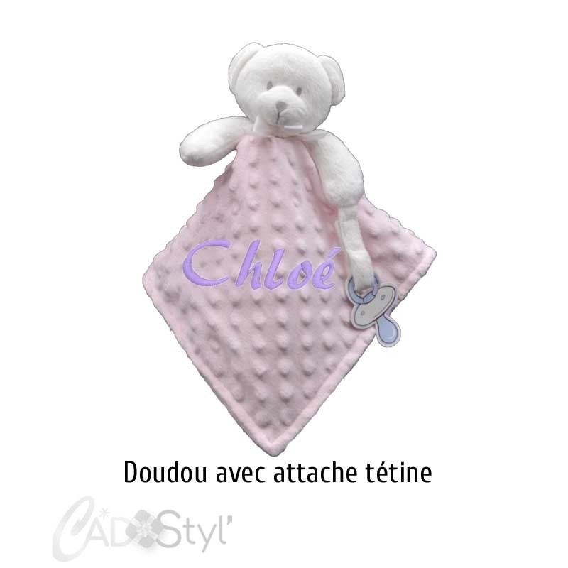 Mini peluche doudou ours personnalisé au prénom