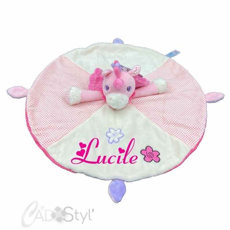 Doudou personnalisé licorne Rose, Cadeaux de naissance personnalisés